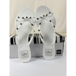 DV Dolce Vita Sunkissed White Studded Bow Jelly Sandals Size 8 Rockstud Summer